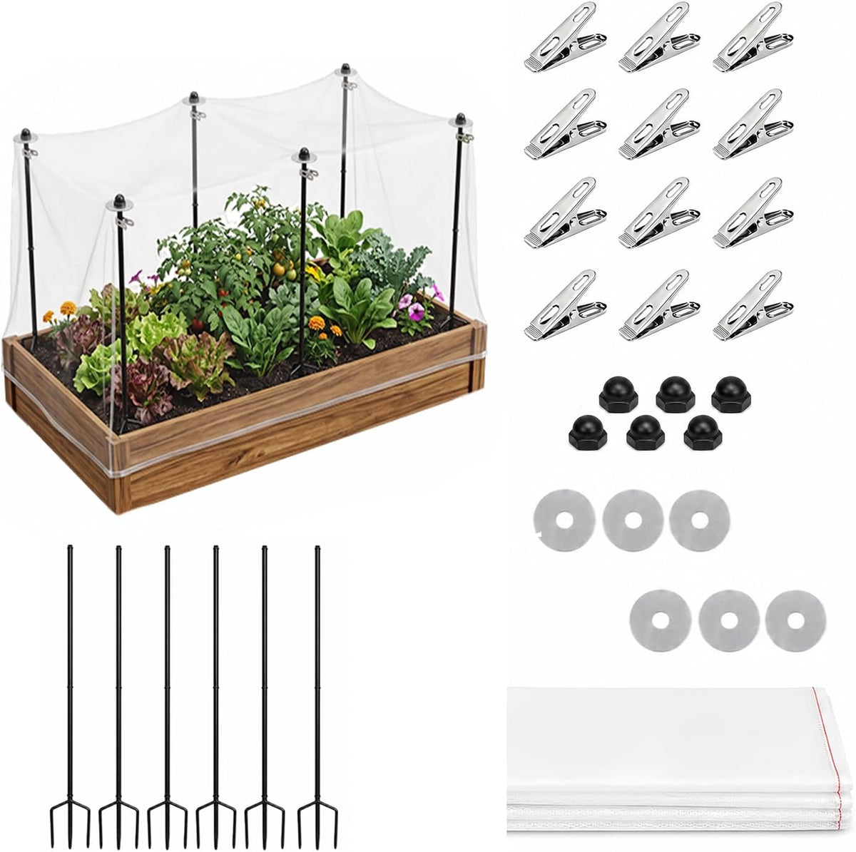 garden netting covers kit,9.8ft x 15ft mesh,6 pack, main product view