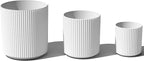 Veradek Demi Series Set of 3 Round Planters for Porch, Patio, Backyard | Durable Plastic-Concrete Material | Modern Décor for Tall Plants, Flower