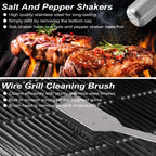 POLIGO 29 PCS BBQ Grill Accessories Stainless Steel BBQ Tools Grilling Tools Set with Storage Bag for Fathers Day Dads Birthday Presents - Camping Grill Utensils Set Ideal Grilling Gifts for Men Brown