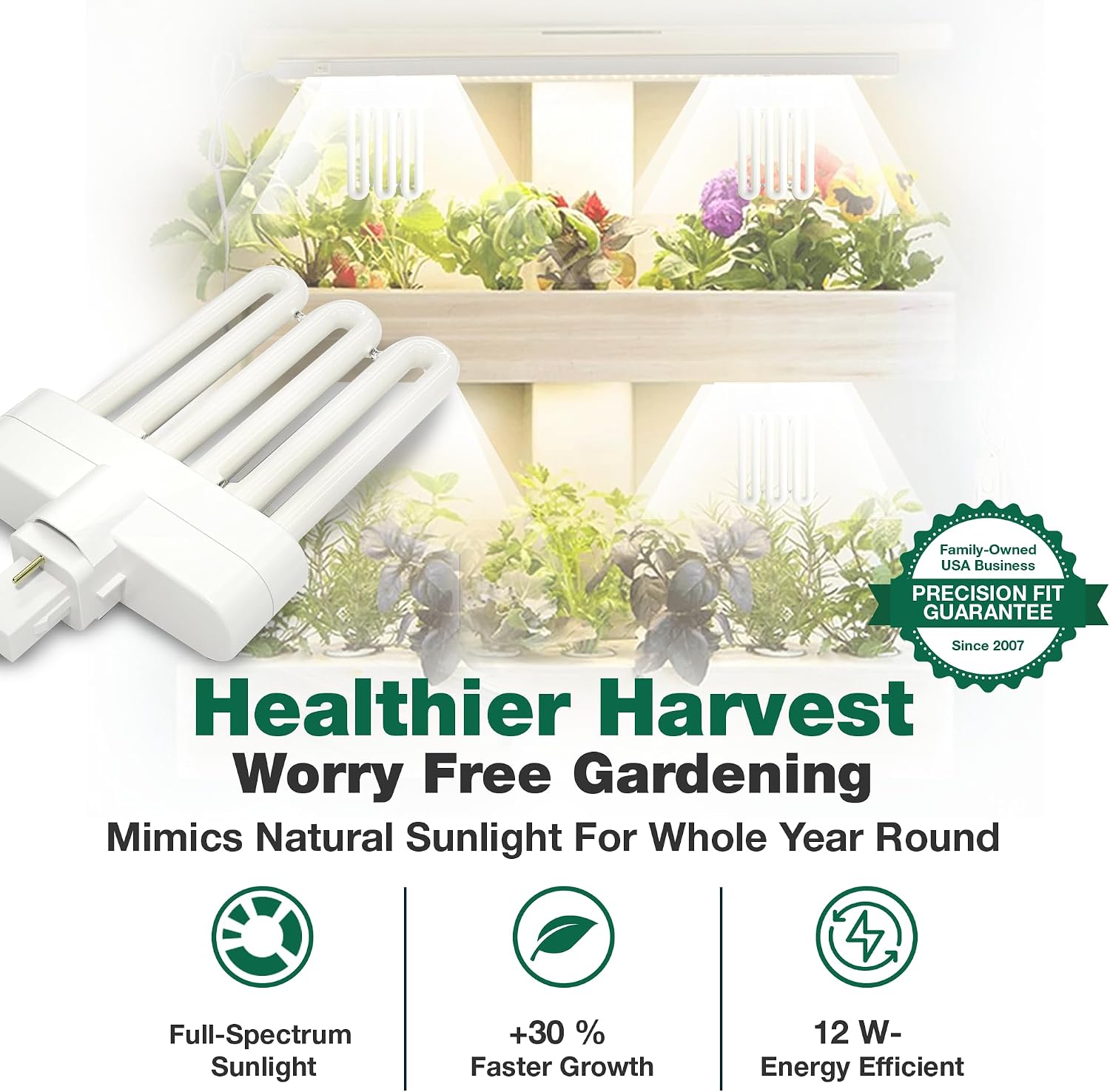 3 Grow Bulbs Compatible with AeroGarden Miracle-GRO B Part # 970904-0200,100340 & Models AeroGarden 3, 3SL, 3 Elite, 6, 7, Chef in A Box, Chef in A Box Elite (3 Pack) -by Think Crucial