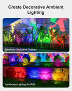 Color Changing Solar Spotlights Outdoor for Tree, Flower, Plant, Statue, Decorations, Wall, Waterproof Rainbow Lanscape Spot Lights for House Outside, Yard, Garden, Patio, 8 Coloful Uplighting Modes