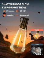 Outdoor Patio String Lights: 50Ft 15M Outside Waterproof Light - Remote Dimmable ST38 Shatterproof Bulb Connectable Hanging Outdoor Electric Lighting - Backyard Yard Gazebo Porch Party