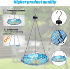 Hanging Glass Bird Bath Peacock Outdoor Birdfeeder Garden Yard Decor | 11-inch Hanging glass bird bath for outdoor bird drinking and bathing creating a beautiful backyard wildlife habitat