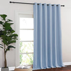 NICETOWN Blackout Sliding Glass Door Curtains, Room Darkening Thermal Insulated Curtains for Living Room Bedroom, Extra Wide Window Drapes, 1 Panel, W80 x L118, Vintage Blue