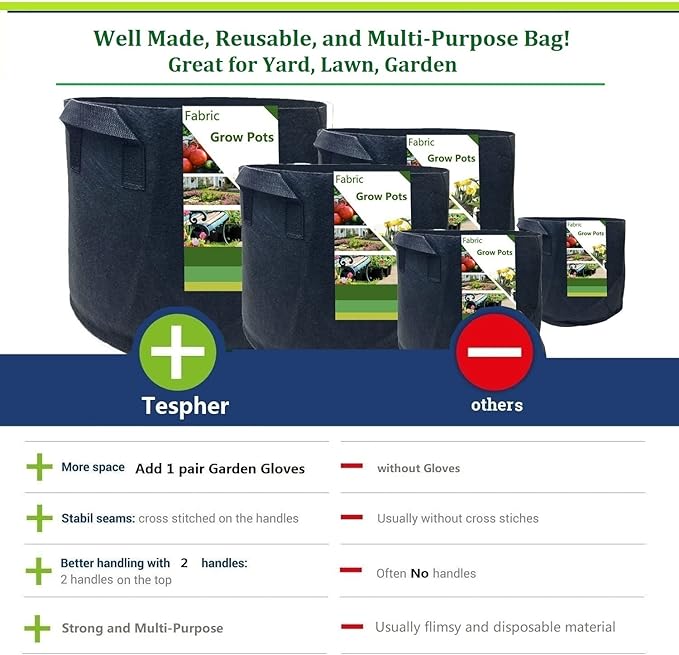 3-Pack 30 Gallon Thickened Plant Grow Bags Large (24x16 in) Heavy Duty Garden Bag Fabric Plant Pots for Tomato,Potato Planter,Flower Pots,Herbs Veggies Planting,Barrel Planter,Leaf Bag,Yard Waste Bags