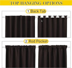 NICETOWN 2 Panels Outdoor Curtains Waterproof Pocket & Back Tab on Top & Bottom, Thermal Insulated Windproof Sun Blocking Outside Privacy Drapes for Patio with Fixed Rope, W52 x L95, Toffee Brown