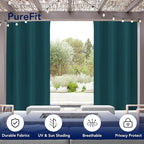 PureFit Outdoor Curtains for Patio Waterproof Weatherproof, UV Resistant Outside Curtains for Gazebo, Front Porch, Pergola, Sun Blocking Privacy Curtain, 52W x 108L inch, 1 Panel, Teal