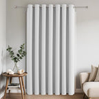 Joydeco Blackout Patio Sliding Door Curtains 108 Inches Long, Grommet Privacy Room Divider Curtains, Extra Wide Thermal Blackout Drapes for Bedroom Living Room (Greyish White 100Wx108L, 1 Panel)