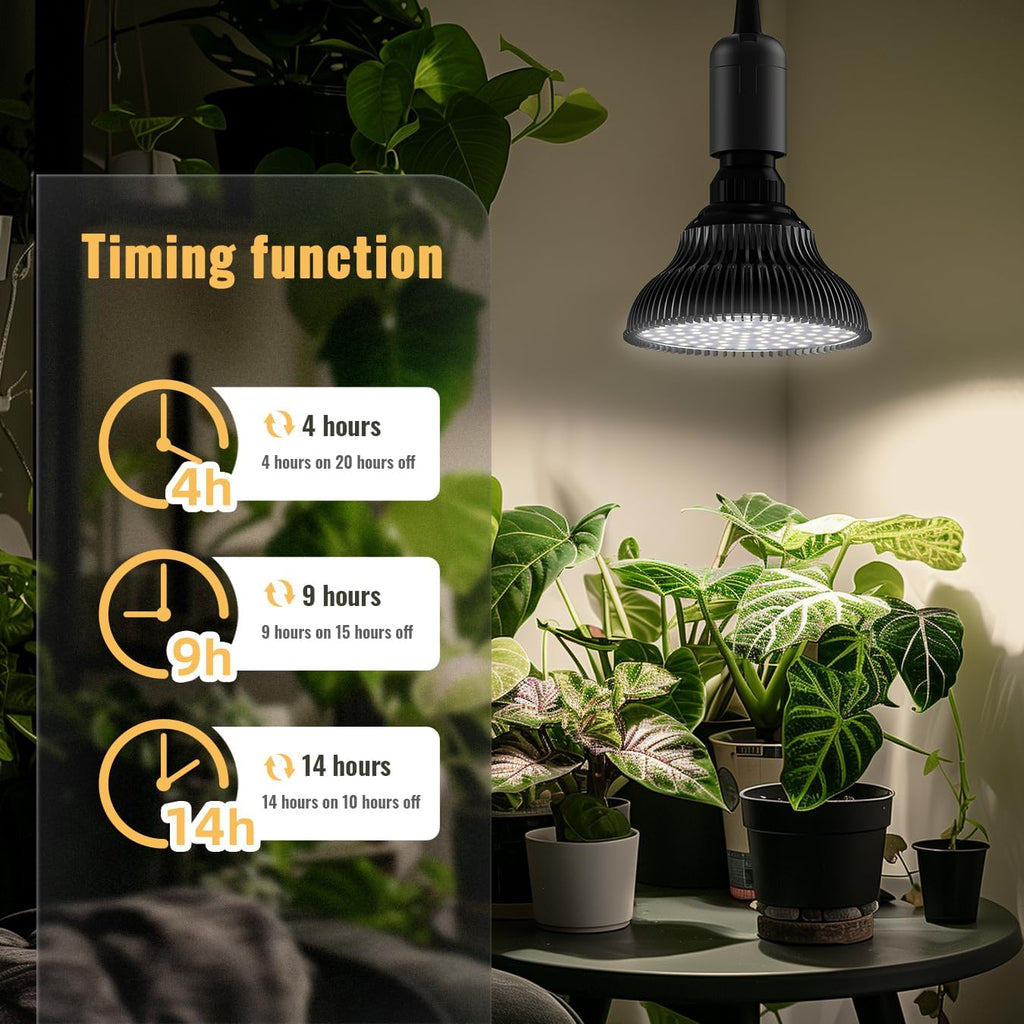 Hanging Grow Lights for Indoor Plants, 25W 5000K, LED Light Bulbs | LED Grow Light, Height Adjustable Pendant, Full Spectrum Plant Lamp with Timer for Tall Indoor Plants, Black