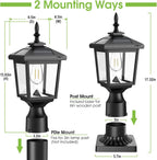 Solar Post Light Outdoor, 60 Lumens Dusk to Dawn Lamp Post Light, | Solar Powered & Waterproof, Fits 6x6 Wooden Posts, 3 Inch Poles, for Garden, Pathway, Driveway, Fence & Yard（Cool White）