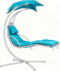 Hanging Lounge Chair Replacement Cushion with Umbrella, Thick Padding, Fade Resistant, Water Resistant for Outdoor Curved Chaise Hammock (Peacock Blue)