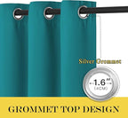 NICETOWN Bedroom Curtain Room Darkening Drapery 102 inches Length - Home Fashion Thermal Insulated Grommet Room Darkening Curtain for Living Room (Peacock Teal, 1 Panel, 52 x 102 inches)