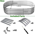 Galvanized Raised Garden Bed for Outdoor: 4X2X1ft Durable Metal Vegetable Plant Container Kit - Oval Planter Box for Gardening Flower Trough （2 Pack）