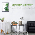 Fashion&cool Outdoor Side Tables, 2 Pack Patio Side Table, Weather Resistant Metal Small Round Outdoor End Table Side Table for Patio Yard Porch Balcony Garden Bedside, Plant Stand for Indoor Outdoor