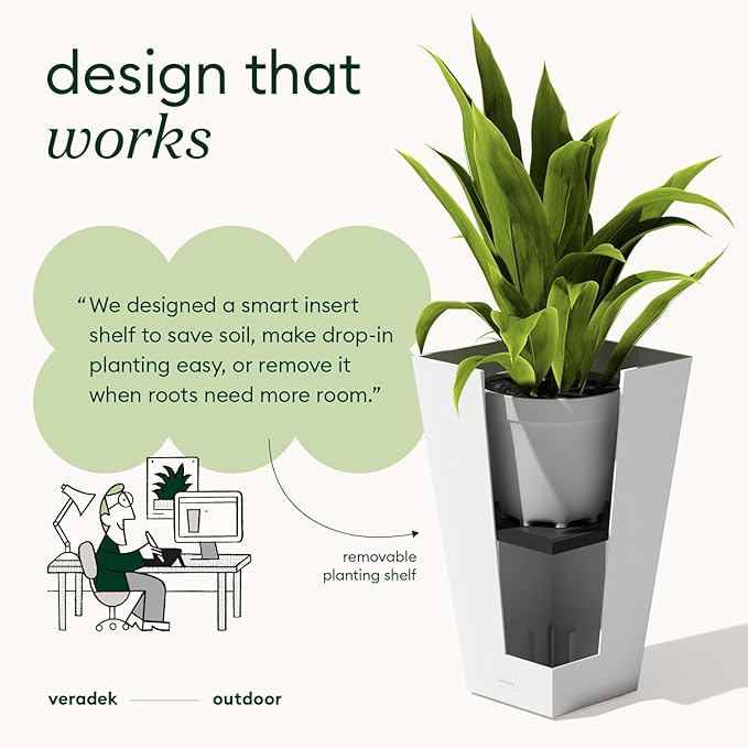 Veradek V-Resin Indoor/Outdoor Taper Planter, 2-Pack (26 inch, White)