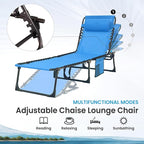 Folding Chaise Lounge Chair 2 Pack - 400lb Capacity, 5-Position Adjustable Recliner with Pillow | Portable for Patio, Pool, Camping & Sunbathing (Blue)