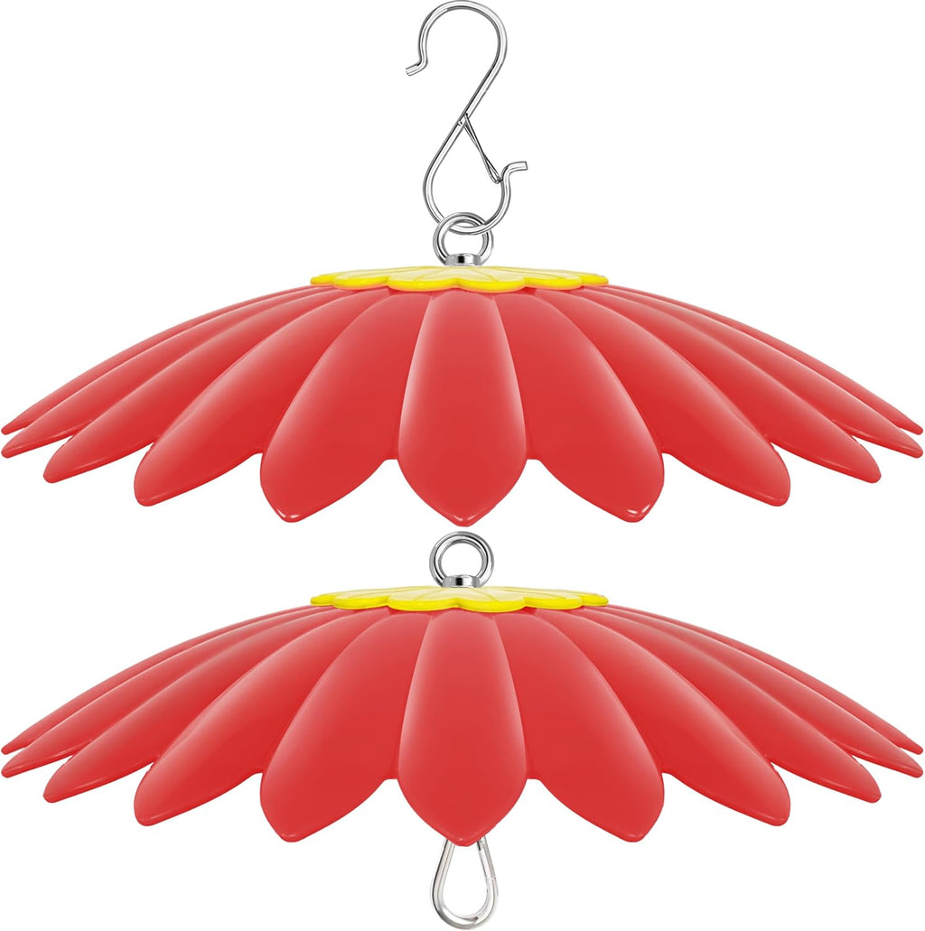 10.5 inch Hummingbird Feeder Shade Dome Cover,Rain Guard,Weather Guard for Bird Feeder, Umbrella Cover for Bird House for Outdoor,Squirrel Baffle,Flower Design(Red) 2 Pack