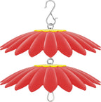 10.5 inch Hummingbird Feeder Shade Dome Cover,Rain Guard,Weather Guard for Bird Feeder, Umbrella Cover for Bird House for Outdoor,Squirrel Baffle,Flower Design(Red) 2 Pack