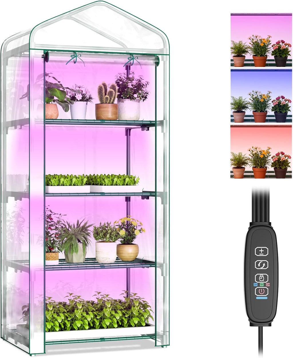 docred indoor greenhouse with grow light, 4-tier mini, main product view