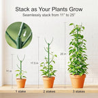 20-Pack Monstera Plant Support Stakes - Stackable Sticks for Indoor Plants up to 46" - Outdoor Garden Poles & Trellis with Tape & Twist Tie for Climbing Vines