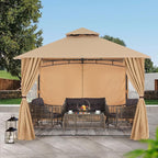 MASTERCANOPY Patio Gazebo Steel Frame Outdoor Gazebo with Windows Curtains (11x11,Beige)
