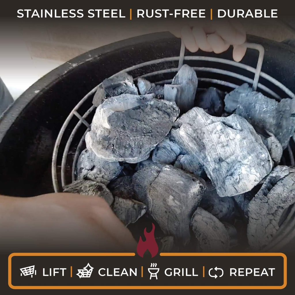 Stainless Steel Charcoal Ash Basket for Kamado Joe Classic - Classic Kamado Grill Charcoal Basket Accessory - Designed in Wisconsin