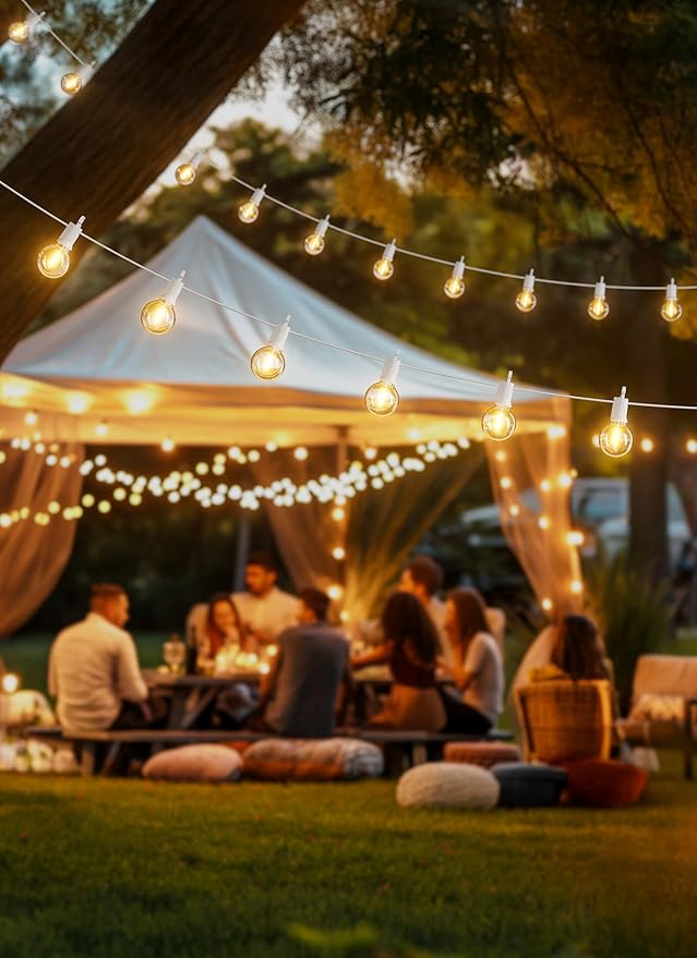 Brightown 69 Feet LED Outdoor String Lights with Shatterproof G40 Edison Bulbs, Connectable and Weatherproof Strand, Commercial Grade Patio Lights for Backyard Garden Patio Decorative, White