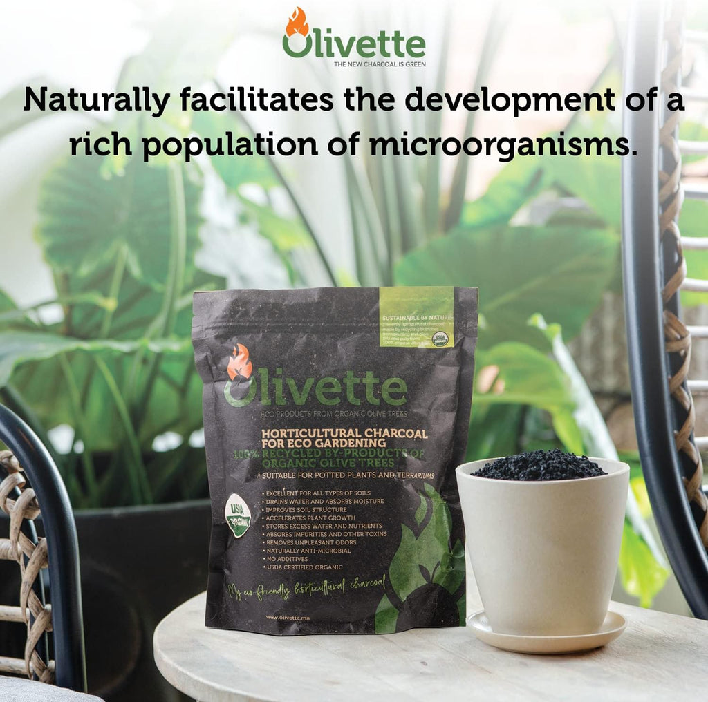 olivette organic biochar activated charcoal for plants, 3 showing dimensions