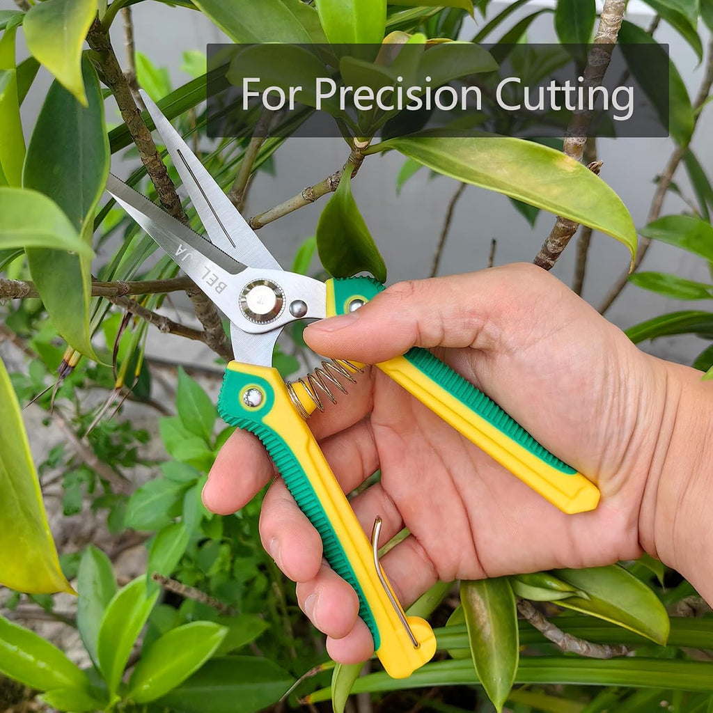 Gardening Scissors Hand Pruner Pruning Shear with Straight Stainless Steel Blades, Flower Cutter Garden Clippers, 8.1 Inch (Red)