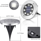 LYHOPE Solar Ground Lights Outdoor, 16 Pack 8 LED Solar Disk Lights Waterproof Garden In-ground Pathway Light Landscape Lighting for Lawn,Yard,Deck,Patio,Walkway (White)