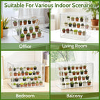 clear mini greenhouse indoor, small stackable tabletop portable showing dimensions