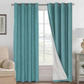 H.VERSAILTEX Linen Blackout Curtains 84 Inches Long 100% Absolutely Blackout Thermal Insulated Textured Linen Look Curtain Draperies Anti-Rust Grommet, Energy Saving with White Liner, 2 Panels, Teal