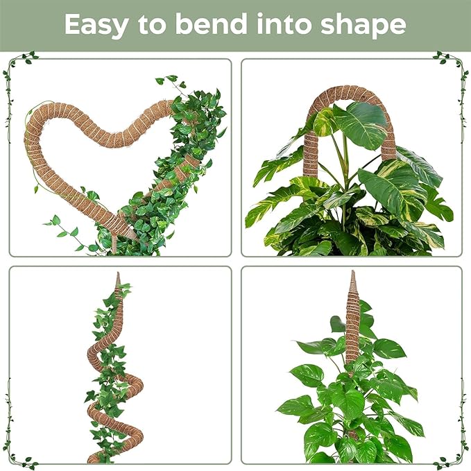 2 Pack 63'' Bendable Moss Pole Monstera Plant Support for Large Climbing Indoor Plants - Stakes for Potted Climbers - Tall Sticks Indoor Trellis for Houseplants - Accessories for Monstera Pot