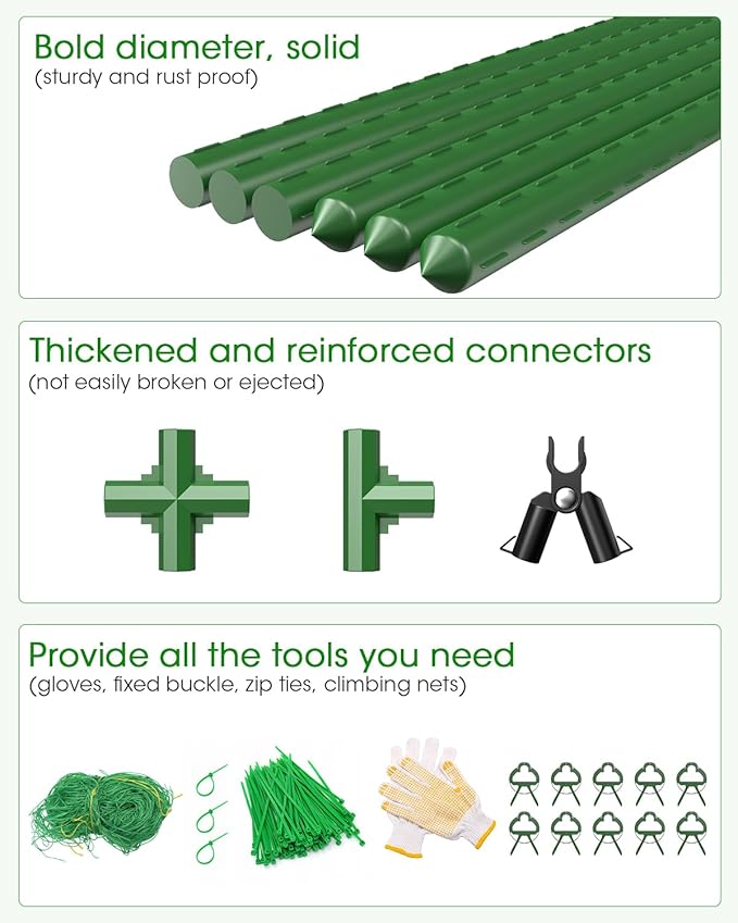 2 Pack Cucumber Trellis, Garden Trellis for Climbing Plants Outdoor, A-Frame Cucumber Trellis for Raised Bed, Plant Grow Support for Tomato, Squash, Vegetable, Flower(33"x47"x2Pcs)