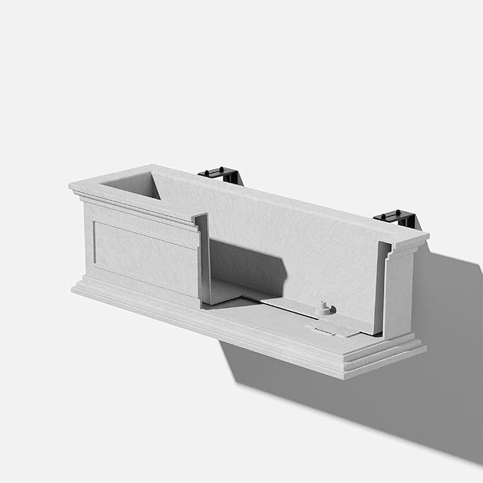 Veradek Brixton Series Plastic Railing Planter - Rectangular Planter for Outdoor Deck/Balcony | Crack-Resistant with Adjustable Rail Attachment | Classic Estate Design for Herbs, Succulents, Flowers