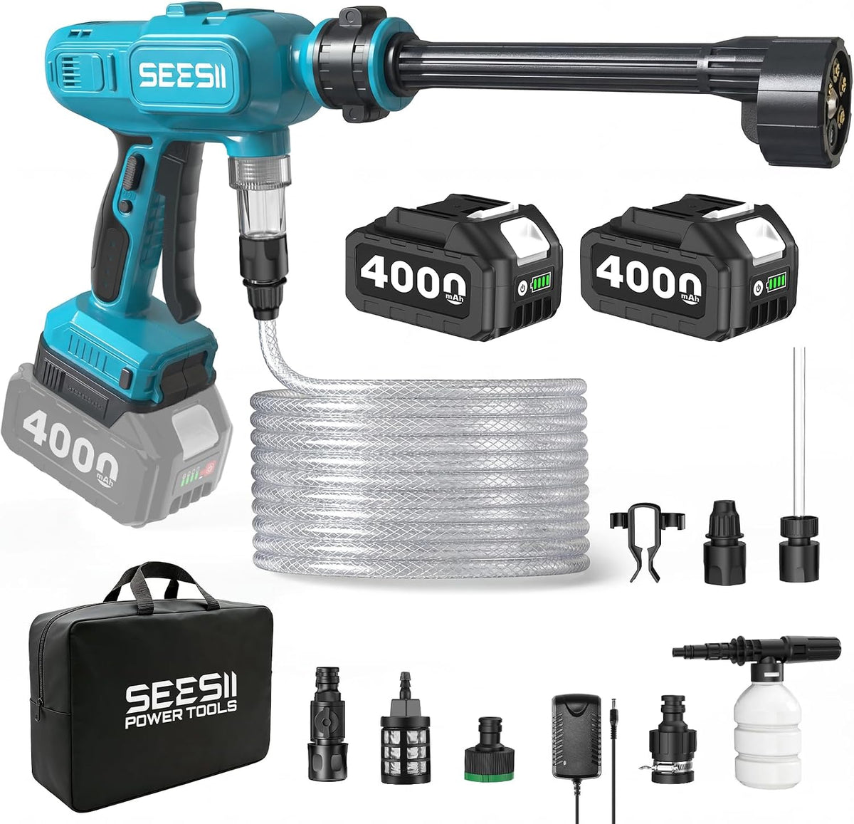 seesii cordless pressure washer 1500psi, portable power washer, main product view