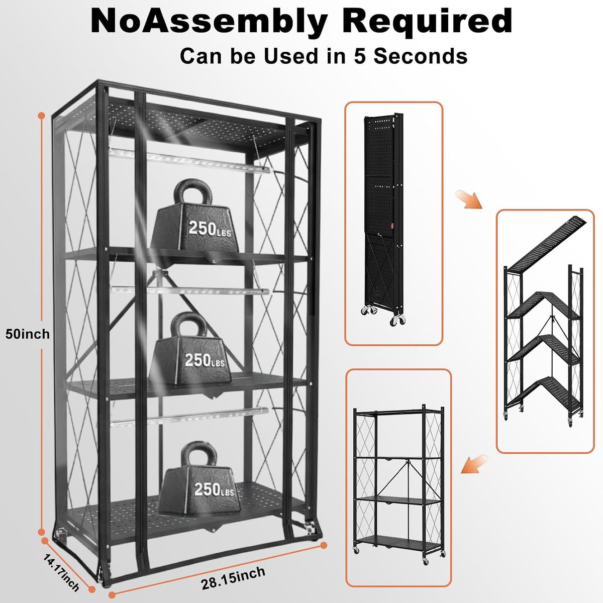 indoor greenhouse with grow light, 4-tier foldable, 28.2x14.2x50in on a desk or shelf