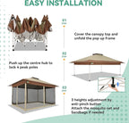COBIZI 10x15 FT Pop up Gazebo on Clearance - Outdoor pop up Canopy Tent,carpas para Patio, Shelter - Screen Tents with Portable Carry Bag, Patio Gazebos for Camping,Garden,Deck,Backyard,Khaki