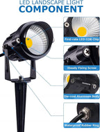 SUNVIE 12W Low Voltage LED Landscape Lights with Connectors, Outdoor 12V Super Warm White (900LM) Waterproof Garden Pathway Lights Wall Tree Flag Spotlights with Spike Stand (12 Pack with Connector)