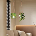 Jute Macrame Plant Hanger Indoor Set of 2 Hanging Planter Basket Flower Pot Holder with Decorative Wood Beads & No Tassels for Indoor Outdoor Boho Home Decor, 35 Inch Brown (Pots Not Included)