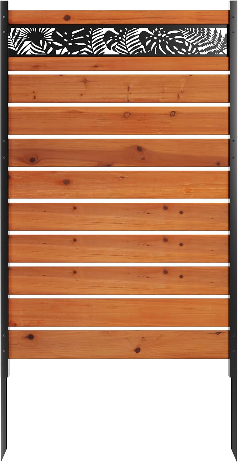 wood privacy screen, no dig outdoor fence,reddish brown, main product view