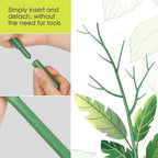 6 Pack Plant Support Stakes for Indoor Plants, 39.37 Inch Tall Twig Plant Sticks with Orchid Clips Twist Ties and Plant Ties for House Potted Monstera Plants Support, Green