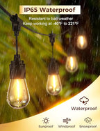 XMCOSY+ 96FT Outdoor String Lights, Patio Lights Outdoor Waterproof with 32 Shatterproof Bulbs, LED Hanging Light for Outside Porch Backyard Garden Party Balcony Decor
