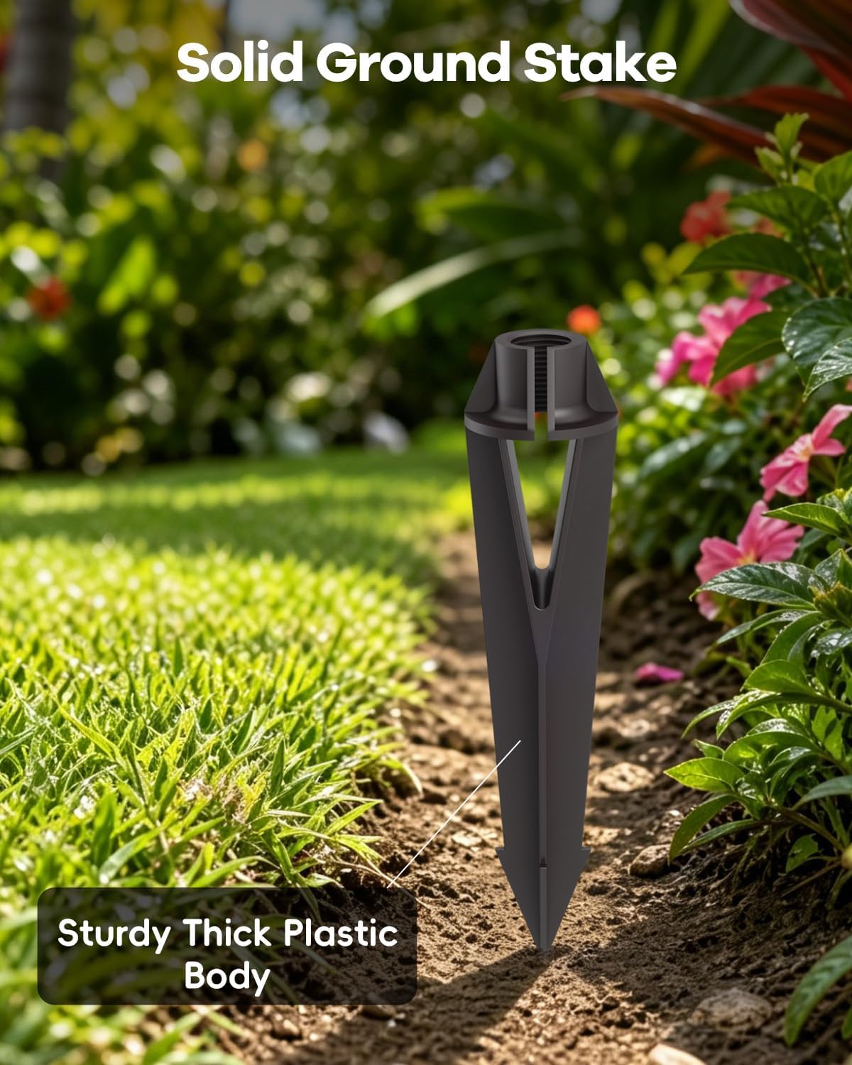 Landscape Lighting Stakes, 1/2 NPT Female Thread, 8.6 Inch Solid Plastic Spikes,Corrosion Resistant Replacement Spikes for Outdoor Garden Yard Path Lights, Spotlights 4-Pack