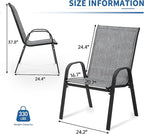 PIZZELLO Patio Chairs Set of 6 - Outdoor Stackable Dining Chairs for All Weather - Lightweight Textilene Outdoor Chair Sets with Armrests - 330Lbs Capacity - for Backyard Garden Porch Poolside (Grey)