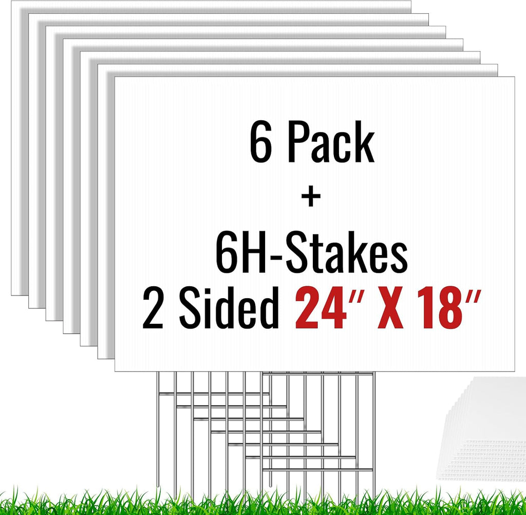 ikayas 6 pack 24x18inch blank yard signs with, main product view