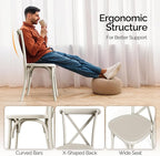 VINGLI Plastic Outdoor Dining Chairs Set of 2, Stackable Patio Cream White Dining Chairs with X Back, Waterproof Kitchen & Dining Room Chairs for Indoor-Outdoor, Capacity 400 lbs