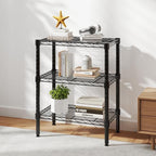 DUMOS 3-Tier Metal Wire Storage Shelves, Adjustable Standing Storage Rack Shelf, Heavy Duty Steel Shelving Unit Organizers for Kitchen Bathroom Pantry Garage, 23.2" W×13.4" D×30.3" H, Black