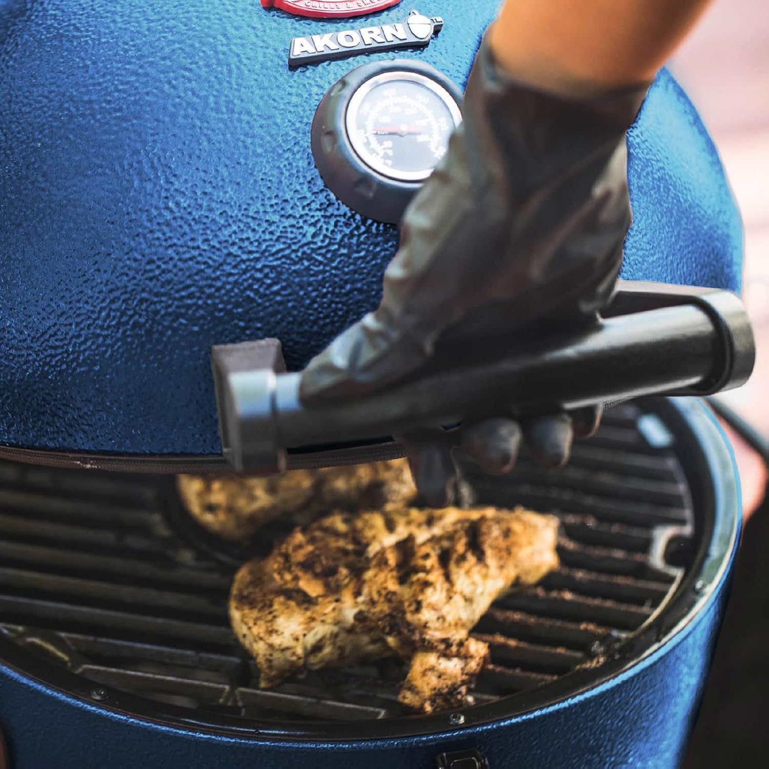 Char-Griller® AKORN Jr Charcoal Grill and Smoker Ceramic Smokin' Stone Accessory for Low-and-Slow Indirect BBQ Smoking Methods in Ivory, 11.75" L x 11.75" W, .75" H, Model 6211