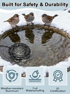 MEWTOGO 6.6ft Cord Bird Bath Heater for Outdoors in Winter - 70W Submersible Energy-Saving Chicken Coop Water Deicer with Thermostatic Control for Yard Patio to Keep Water Ice-Free